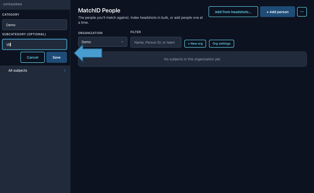 Add a category and subcategory