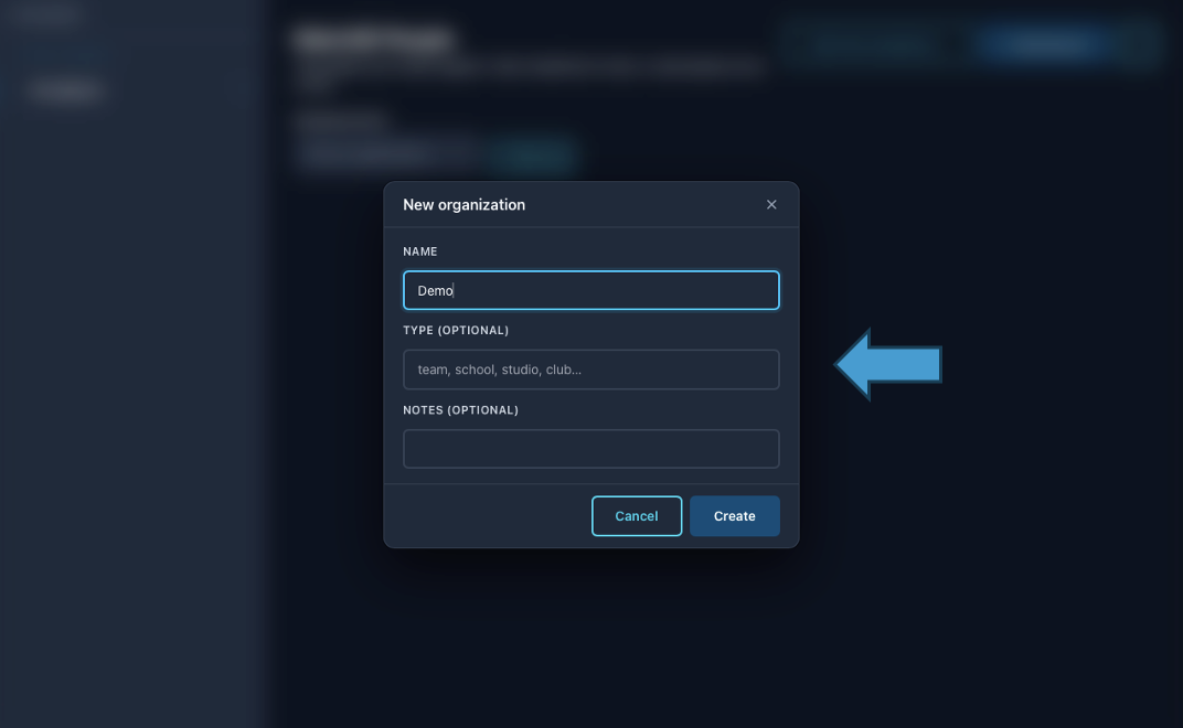Create organization in MatchID People