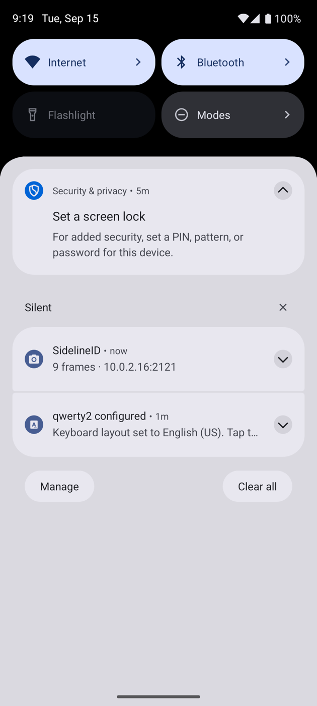 The Android notification: GalleryID Field listening on the hotspot address