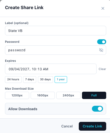 The same link with Password on