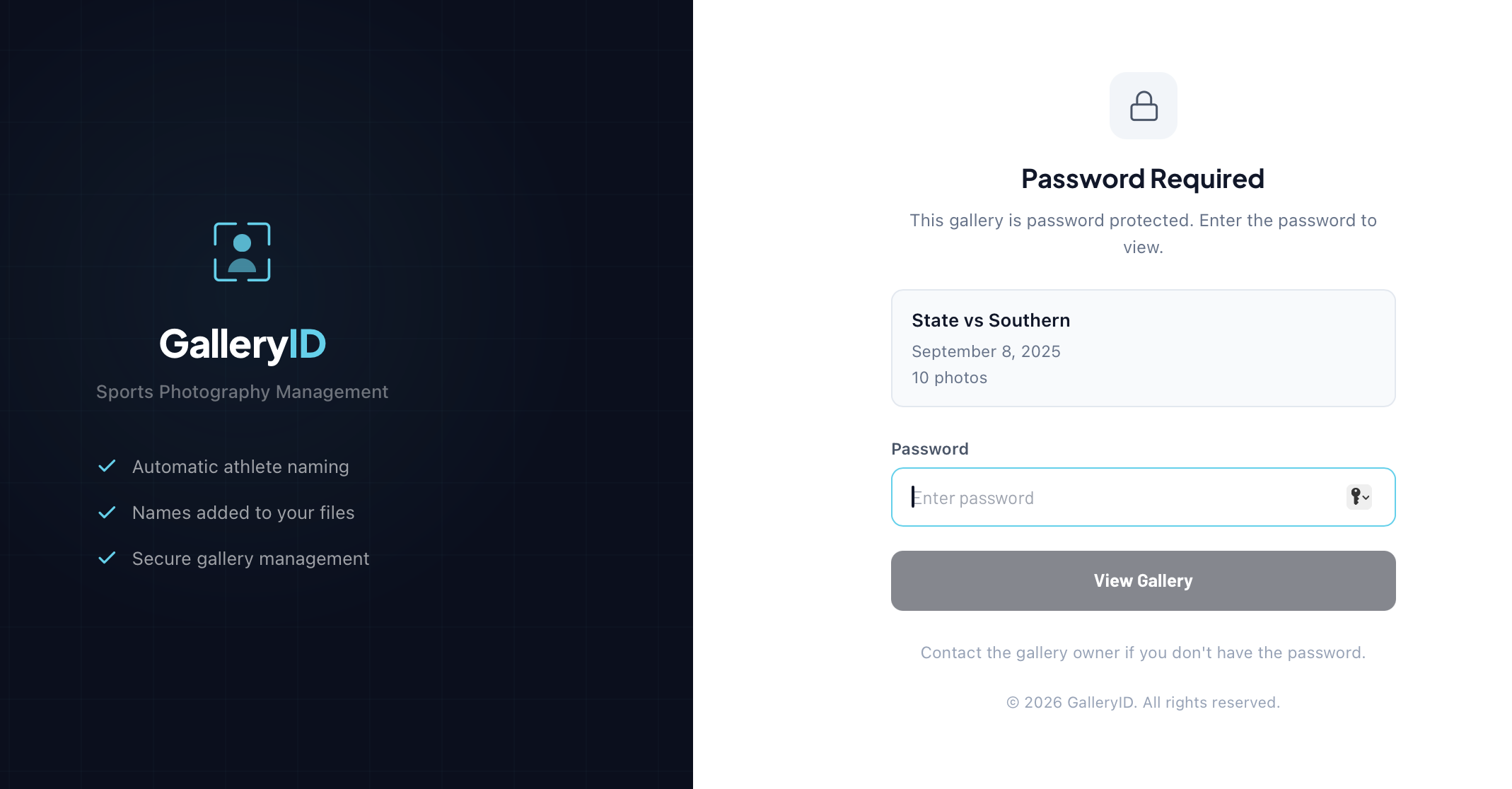 A password link before the password is entered