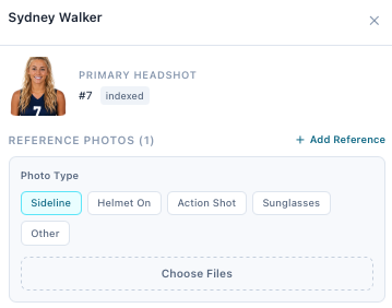 Add Reference: pick the photo type, then choose files