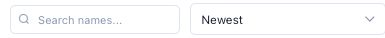 Search names, and sort by newest, alphabetical or jersey number