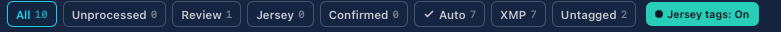 The filter chips across the top of the review modal